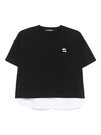 Karl Lagerfeld Ikon-logo T-shirt In Black