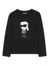 Karl Lagerfeld Kids' Ikon Long-sleeve T-shirt In Black