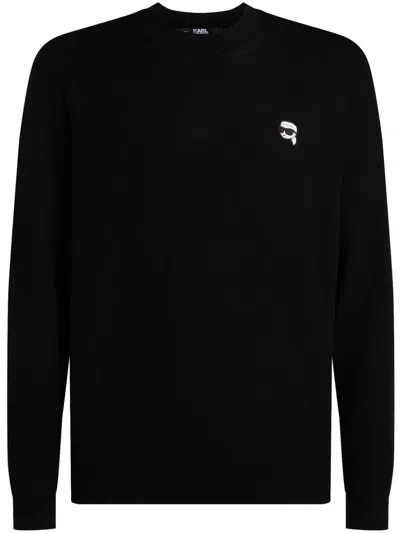 Karl Lagerfeld Ikonik 2.0 Crew-neck Jumper In Black
