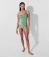 Karl Lagerfeld Swimsuit Ikonik 2.0 Lurex Swimsuit In Green