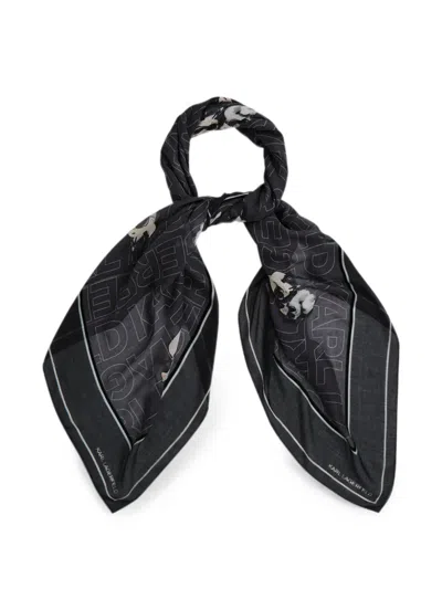 Karl Lagerfeld Ikon Modal-blend Scarf In Black