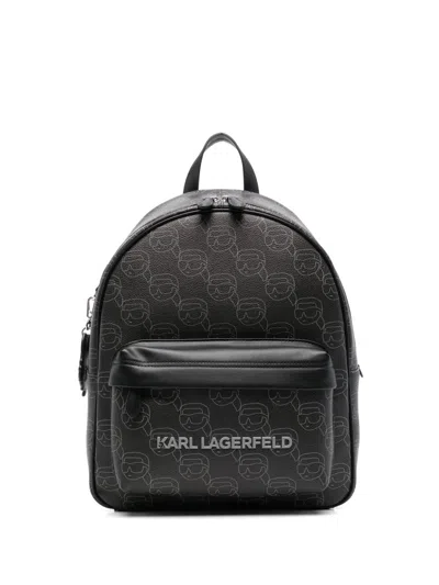 Karl Lagerfeld Ikon Monogram Backpack In Black