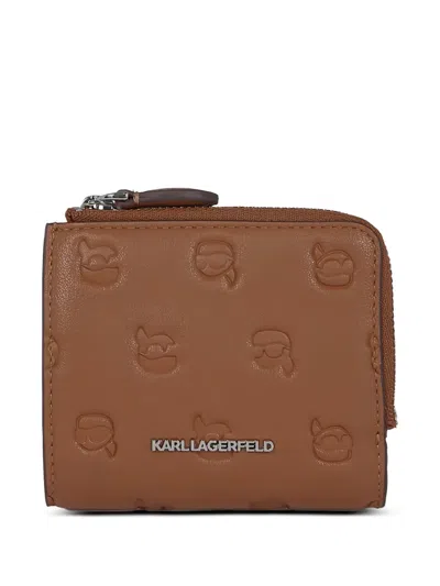 Karl Lagerfeld Ikon Monogram Bifold Wallet In Brown