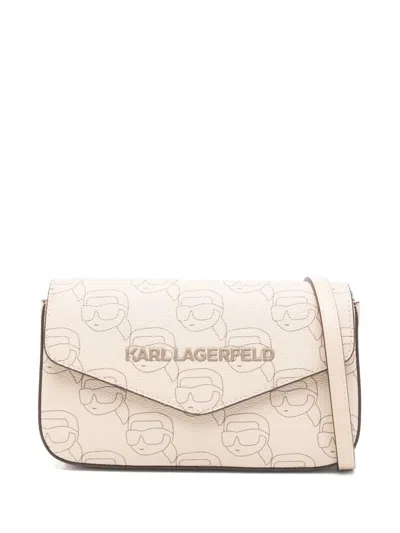 Karl Lagerfeld Ikon Monogram Crossbody Bag In Neutrals