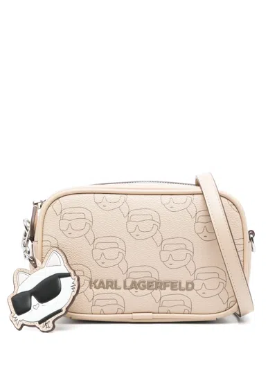 Karl Lagerfeld Ikon Monogram Crossbody Bag In Neutrals