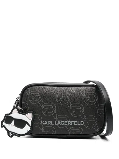 Karl Lagerfeld Ikon Monogram Crossbody Bag In Schwarz