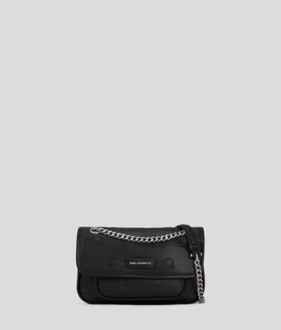 Karl Lagerfeld Ikon Monogram Kleine Schultertasche In Black