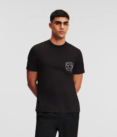 Karl Lagerfeld Ikon Monogram Pocket T-shirt In Black