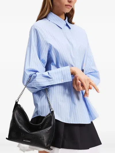 Karl Lagerfeld Ikon Monogram Shoulder Bag In Black