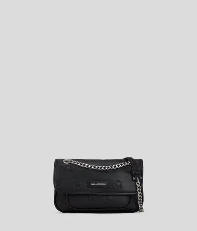 Karl Lagerfeld Ikon Monogram Small Shoulder Bag In Black