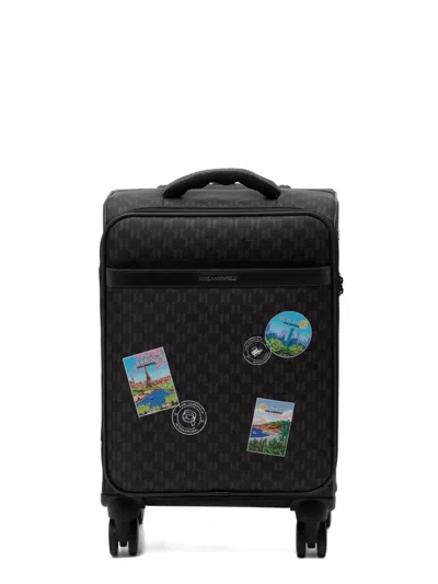 Karl Lagerfeld Ikon Monogram Suitcase In Brown