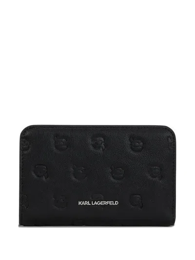 Karl Lagerfeld Ikon Monogram Wallet In Black