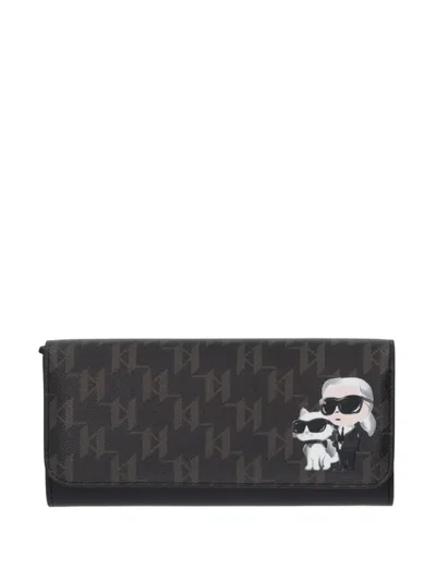 Karl Lagerfeld Ikon Monogram Wallet In Black