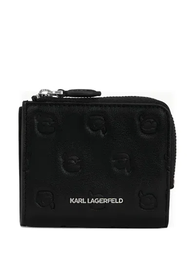 Karl Lagerfeld Ikon Monogram-bifold Wallet In Black