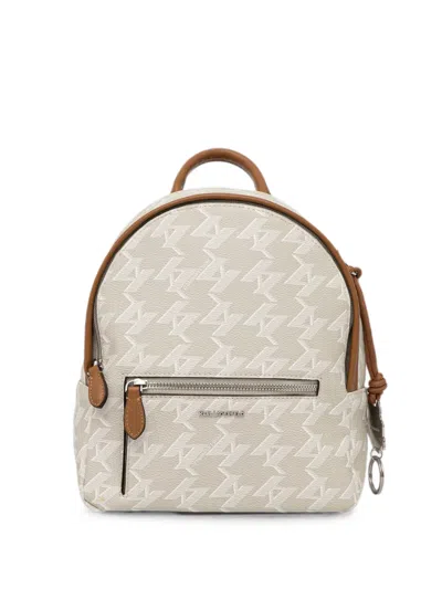 Karl Lagerfeld Ikon Monogram-print Choupette Backpack In Metallic