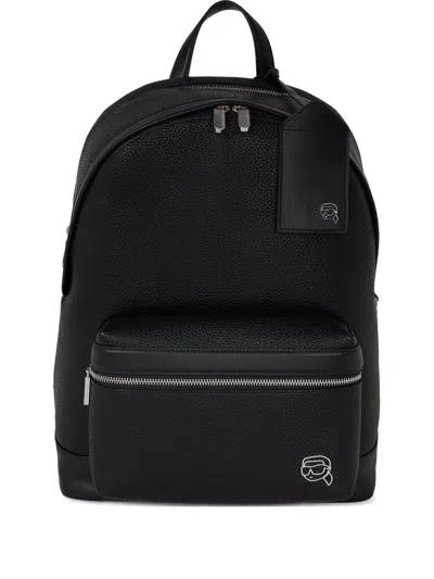 Karl Lagerfeld Ikon-motif Backpack In Black