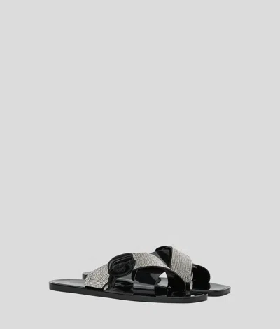 Karl Lagerfeld Ikon Nft Jelly Rhinestone Sandals In Black