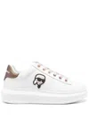 Karl Lagerfeld Leather Kapri Low Top Sneakers With Glitter Detail And Iconi In 白色