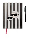 Karl Lagerfeld Ikon Notebook And Pen Set In Black