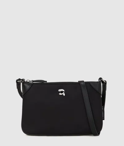 Karl Lagerfeld Ikon Nylon Crossbody Pouch In Black