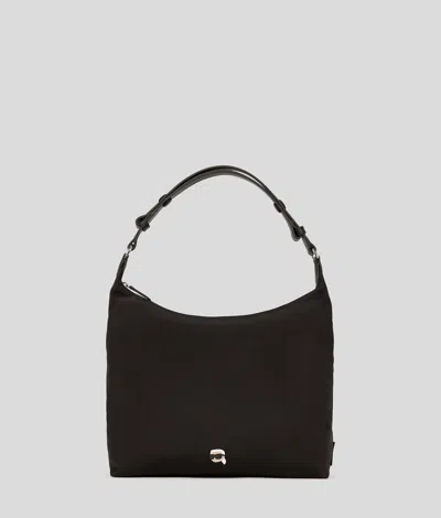 Karl Lagerfeld Ikon Nylon Hobo Bag In Black