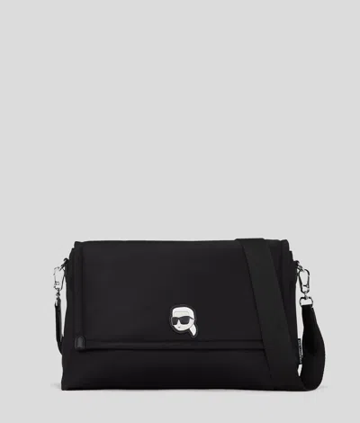 Karl Lagerfeld Ikon Nylon Large Crossbody Bag In Black