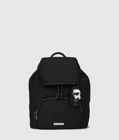 Karl Lagerfeld Ikon Nylon Tag Backpack In Black