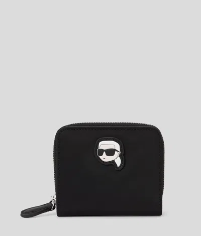 Karl Lagerfeld Ikon Nylon Zip-around Wallet In Black