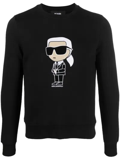 Karl Lagerfeld Ikon Organic-cotton Sweatshirt In Black