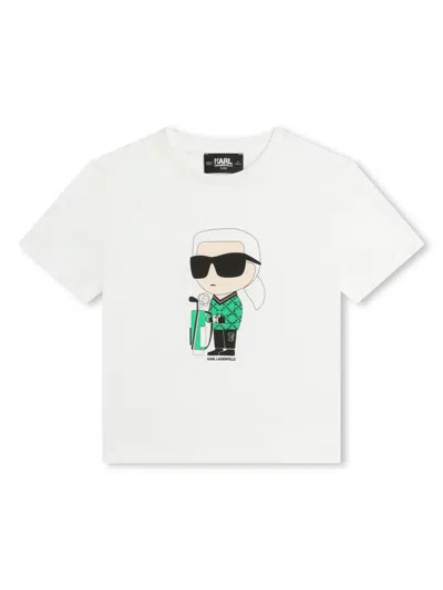 Karl Lagerfeld Kids' Ikonik Organic Cotton T-shirt In White