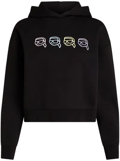 Karl Lagerfeld Ikonik 2.0 Hoodie Aus Bio-baumwolle In Schwarz