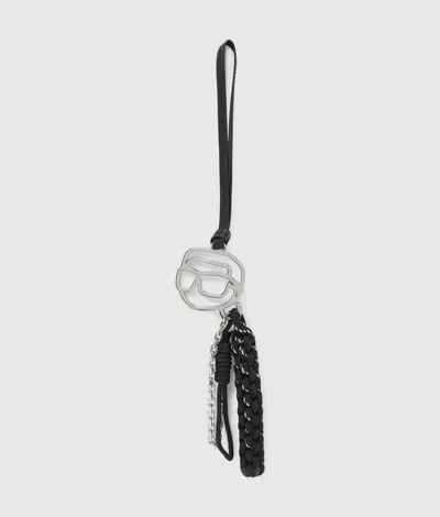 Karl Lagerfeld Ikon Outline Rope Keychain In Black
