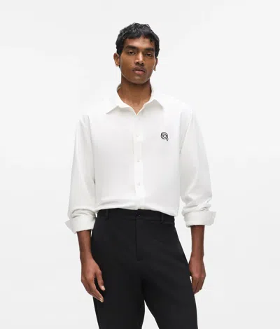 Karl Lagerfeld Ikon Oxford Cotton Shirt In White
