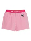 Karl Lagerfeld Ikon Striped Pajama Shorts In 粉色