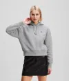 Karl Lagerfeld Ikon-patch Cropped Hoodie In Gray