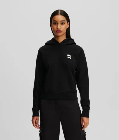Karl Lagerfeld Ikon Patch Hoodie In Black