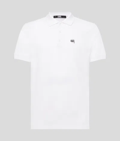 Karl Lagerfeld Ikon Patch Polo In White