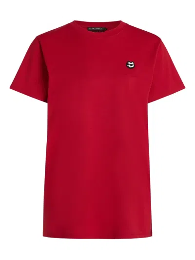 Karl Lagerfeld Ikon Patch T-shirt In Red