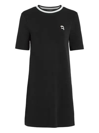 Karl Lagerfeld Ikon-patch T-shirt Dress In Black