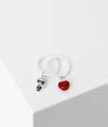 Karl Lagerfeld Ikon Pave Heart Ring Set In Metallic