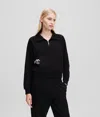 Karl Lagerfeld Ikon Peak-a-boo Half-zip Sweatshirt In Black