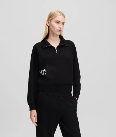 KARL LAGERFELD IKON PEAK-A-BOO HALF-ZIP SWEATSHIRT