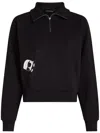 Karl Lagerfeld Ikon Peak-a-boo Half-zip Sweatshirt In Black