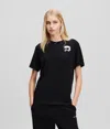 Karl Lagerfeld Ikon Peak-a-boo Rhinestone T-shirt In Black