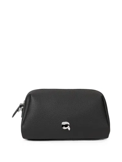 Karl Lagerfeld Ikon Pebble Vanity Case In Black