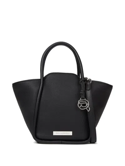 Karl Lagerfeld Ikon Pebbled Tote Bag In Black