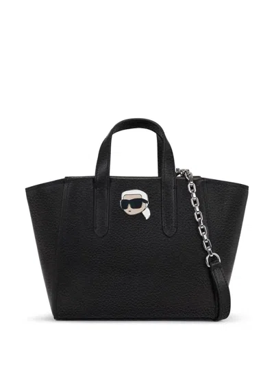 Karl Lagerfeld Ikon Pebbled Tote Bag In Black