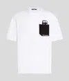 Karl Lagerfeld Ikon Peek-a-boo Pocket T-shirt In White