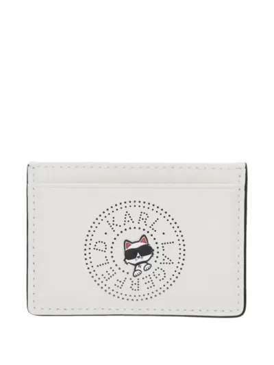 Karl Lagerfeld Ikon Perforated Card Holder In White