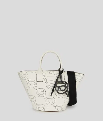 Karl Lagerfeld Ikon Perforated Tote Bag In White